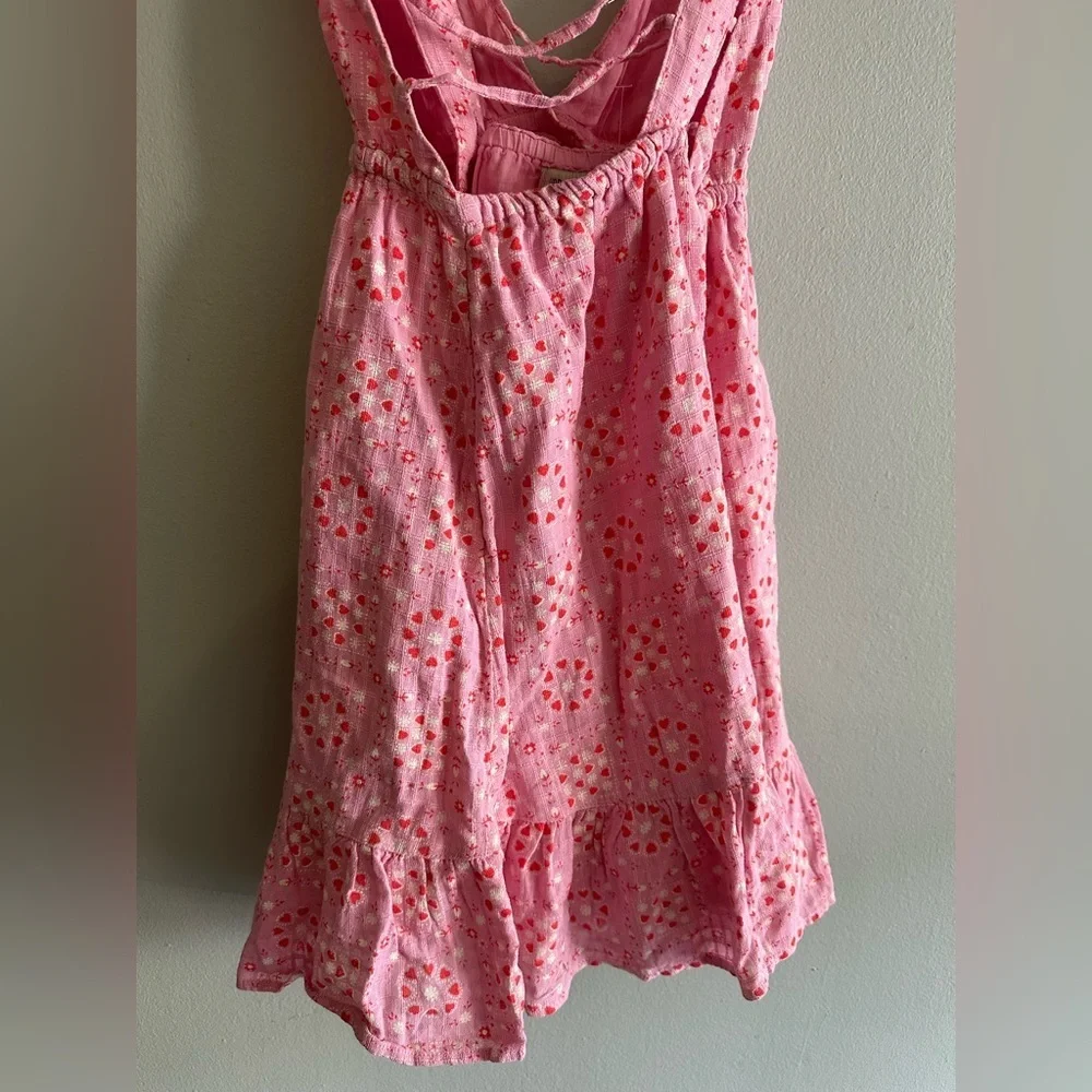 Urban Outfitters Pink Eyelet Ruffle Tie-Waist Mini Dress - Picture 9 of 14